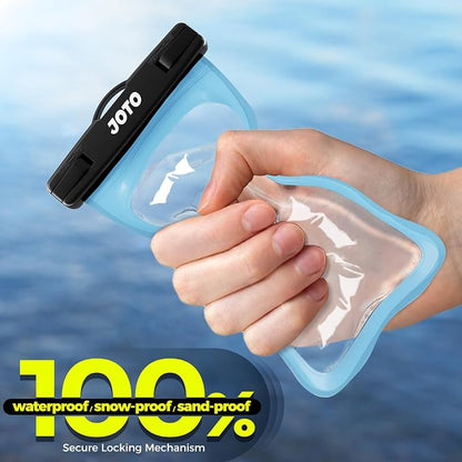 JOTO Universal Waterproof Pouch Case for iPhone 16 15 14 13 Plus Pro Max, IPX8 Cellphone Dry Bag 12 11 Pro Max XR X 8 7 6S Plus SE, Galaxy S23 S22 S21 S20+ S20 S10 Plus Note, Pixel up to 7" -Blue