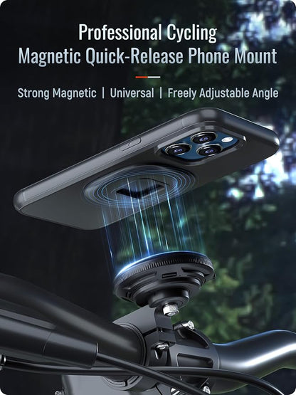 sincetop Bike/Motorcycle Magnetic Phone Mount Series Q [ Quad ] - Bicycle Handlebar Aluminum Phone Holder - Quick Release - Compatible with Moto, Electric Bike, Moto, Motobike and Scooters