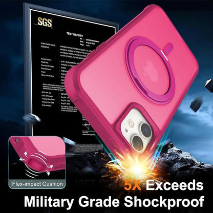 360° Magnetic Swivel Ring for iPhone 12 case, Built-in Metal Stand and Ring Holder, Magsafe Compatible, Military Grade Protection, Shock and Vibration Resistant- Rose Pink