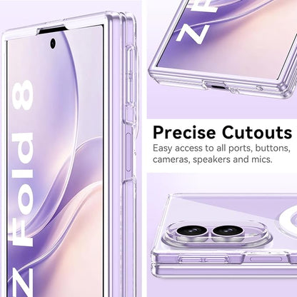 BENTOBEN Magnetic for Samsung Galaxy Z Fold 8 Wide Case Clear [Full Body Hinge Protection] [Fit for Magsafe] Slim Thin Rugged Shockproof Protective, Anti-yellow Phone Cover for Fold8 7.6", Clear White