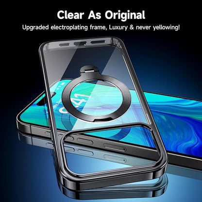 [Tri-Shield Protection] for iPhone 17 Pro Max Case with 360° Spin Stand Compatible with MagSafe [Magnetic CD Ring][Screen & Camera Lens Protector] Shockproof Plating Never-Yellowing, Black-6.9"