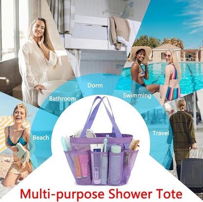 Fammart Mesh Shower Caddy Portable for College Dorm Room Essentials, 8-Pocket Large Shower Basket Tote Bag with 2 Handles for Toiletry, Bathroom, Beach, Camp, Gym