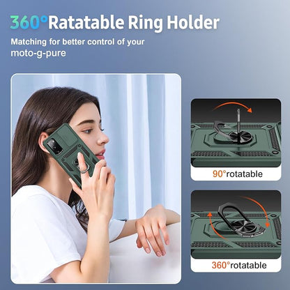 Weycolor for Samsung Galaxy S20 FE 5G Case with Camera Lens Cover, HD Screen Protector, 10 FT Military Grade Drop Protection, Magnetic Ring Holder Kickstand Protective Phone Case, Pine Green