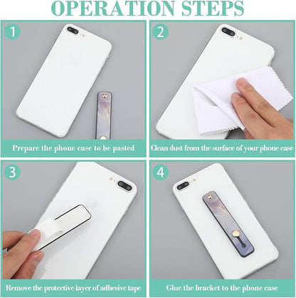 Weewooday 6 Pieces Phone Grip Holder Cell Phone Grip Strap Telescopic Finger Strap Stand Universal Finger Kickstand for Most Smartphones(Bright Marble)