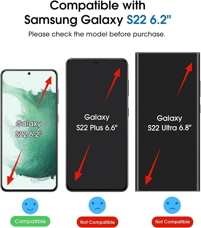 amFilm OneTouch Screen Protector for Samsung Galaxy S22 5G 6.1 Inch, 9H Hardness with Camera Lens Protector, Easiest to Installation and Bubble Free, Tempered Glass, 2 Pack