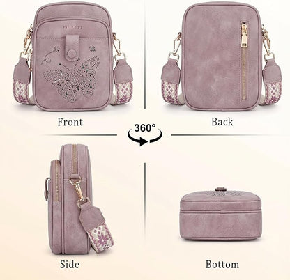 KITEVIUN Crossbody Bags for Women Leather Crossbody Purse Small Shoulder Phone Purse with Adjustable Strap & RFID Card Slots