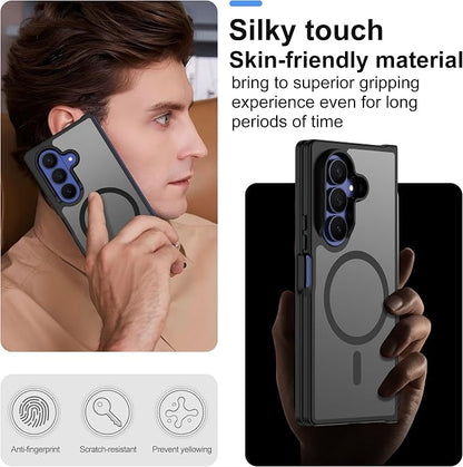 Pilaru for Samsung Galaxy Z Fold 7 case [Compatible with Magsafe] Translucent Matte Magnetic Phone Case,Slim Thin Duty Shockproof Protection Z Fold 7 Cover-Black
