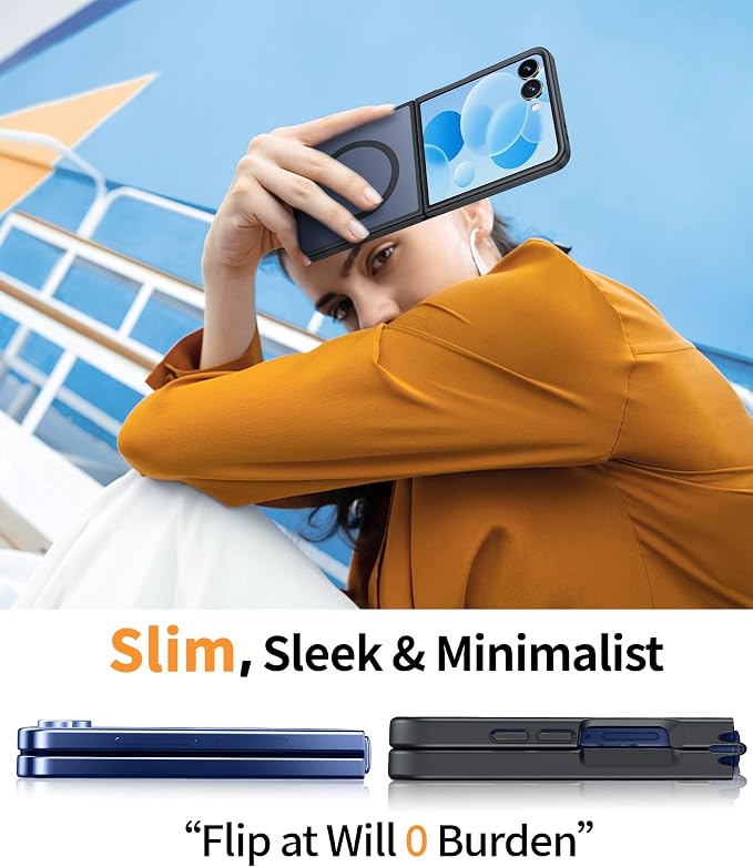 FNTCASE for Samsung-Galaxy Z-Flip-7 Magnetic Case:Translucent Matte Textured Military Grade Drop Protection Phone Cover - Durable Rugged Shockproof Protective Bumper Cases