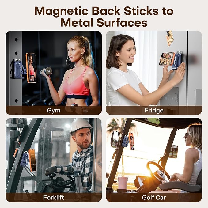 OMOTON TP02 360°Rotating for MagSafe Tripod Mount, Adjustable Aluminum Magnetic Phone Tripod for iPhone 17/16/15/14 Pro Max Air, Foldable Cell Phone Stand Fits Vlog, Gym, Travel Essentials, Navy Blue