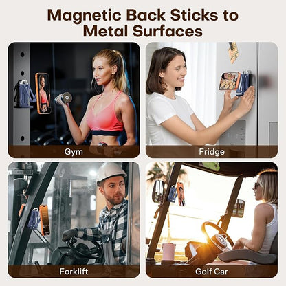 OMOTON TP02 360°Rotating for MagSafe Tripod Mount, Adjustable Aluminum Magnetic Phone Tripod for iPhone 17/16/15/14 Pro Max Air, Foldable Cell Phone Stand Fits Vlog, Gym, Travel Essentials, Navy Blue