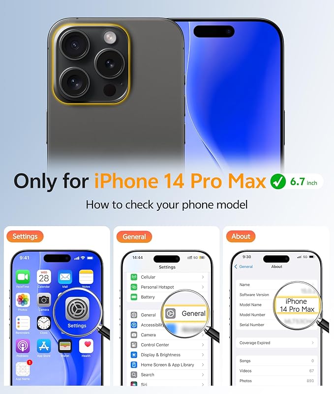 FNTCASE for iPhone 14 Pro Max Case: [Compatible with Magsafe] Translucent Matte Cases with [Full Camera Protection] [Screen Protector] Military Grade Shockproof Protective Phone Cover - Blue