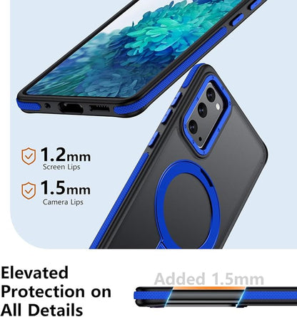 for Samsung Galaxy S20 FE Case, Magnetic Adjustable Ring Stand [Fit for Magsafe], [Military-Grade Shockproof Protection] Phone Case with Kickstand&Ring Holder (Blue)