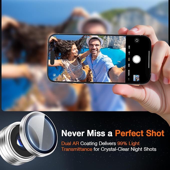 LK for iPhone 17 Pro/17 Pro Max Camera Lens Protector [Top 9H+ Military Grade Shatterproof] One-Click Installation, Ultra-Tough HD, Individual Lens Protectors Scratch-resistant, Silver,2 Pack