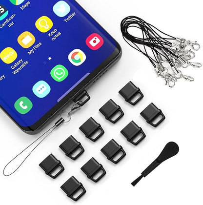 10X USB C Anti Dust Plug, USB Type C Dustproof Cover Protector Port Cover with Easy-Grip Tab Lanyard for iPhone 17/17 Pro/17 Pro Max/16 15 Pro Max, Samsung Galaxy S25 S24 S23 S22 S21,All USB C Devices