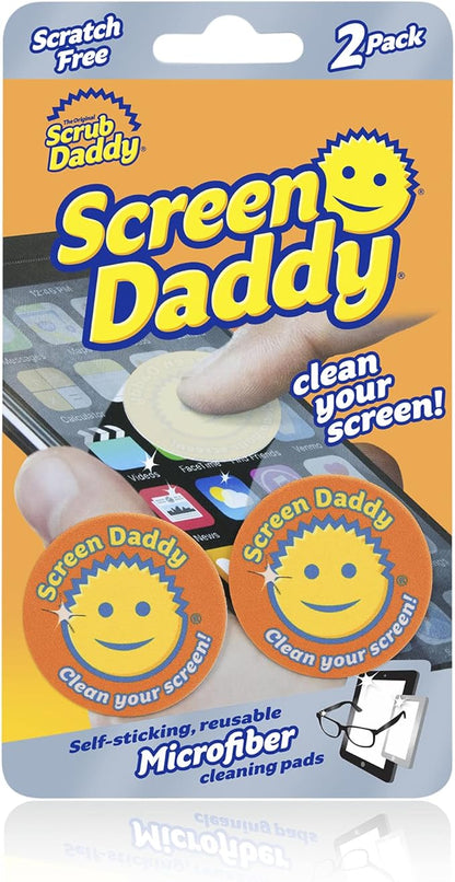 Scrub Daddy Screen Cleaning Microfiber Cloth Pads, Cleaning Pads for Phone, Computer Screen, Eye Glasses, Lenses, Scratch-Free, Streak-Free, Reusable, Washable, 2ct