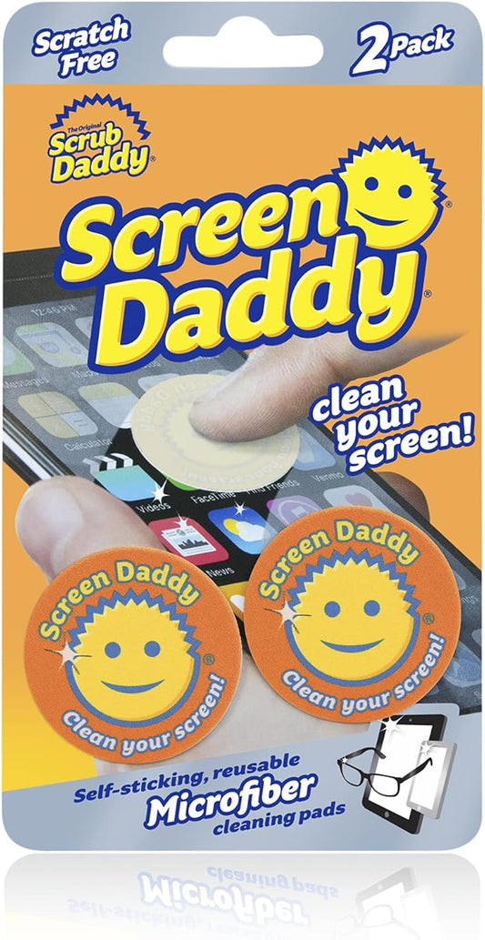 Scrub Daddy Screen Cleaning Microfiber Cloth Pads, Cleaning Pads for Phone, Computer Screen, Eye Glasses, Lenses, Scratch-Free, Streak-Free, Reusable, Washable, 2ct