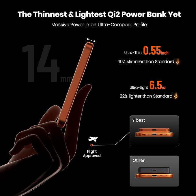Qi2 Certified Magnetic Power Bank 10000mAh, 15W Fast Wireless Charger, Ultra-Slim LiFePO4 Battery Pack with 20W PD USB-C, Portable Charger for iPhone 17-12, Apple Watch & AirPods