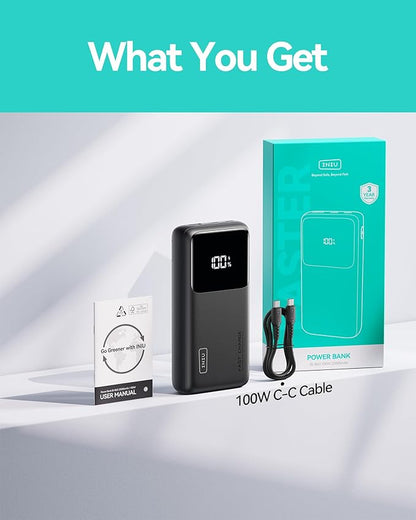 INIU Power Bank, 25000mAh 100W USB C Laptop Portable Charger, PD QC Fast Charging 3-Output Battery Pack, Travel Charger for Laptop MacBook iPad Tablet Steam Deck iPhone 17 16 15 14 Pro Samsung S25 etc