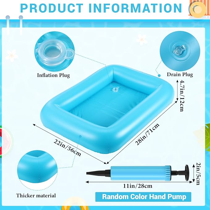 FillTouch Rectangular Inflatable Serving Bar Floating Drink Holder for Pool Inflatable Cup Holders Hot Tub Accessories, Adults Swimming Fun Drink Floats for Swimming Pool Party(Blue)