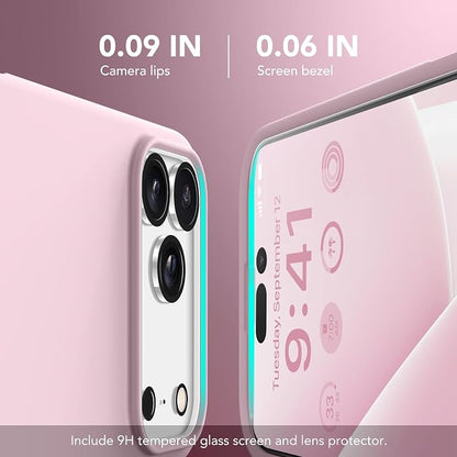GONEZ Magnetic for iPhone 17 Pro Max Case, Compatible with MagSafe, [Screen Protector + Camera Lens Protector], Liquid Silicone Anti-Scratch Shockproof Protective Phone Case 6.9 inch, Pastel Pink