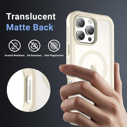 jaroco Magnetic for iPhone 16 Pro Max Case, [Compatible with MagSafe][Military Grade Drop Protection][Heavy Duty Protection][Non-Slip][Shockproof] 2-Layer Durable Bumper Phone Case 6.9''-Antique White