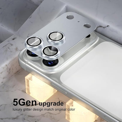 Choiche Compatible for iPhone 17 Pro Camera Lens Protector, Strong Adsorption Camera Cover with 9H Tempered Glass Lens Screen Protector Metal Ring Decoration Accessories 6.3-inch (Silver)