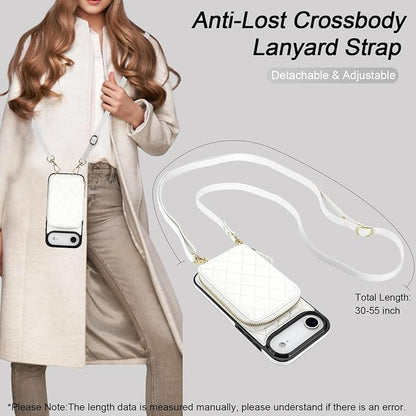 Bocasal Crossbody Wallet Case for iPhone 17 Air, RFID Blocking PU Leather Zipper Handbag Purse Flip Cover, Kickstand Folio Case with Card Slots Holder Wrist Strap Lanyard 5G 6.5 Inch (White)
