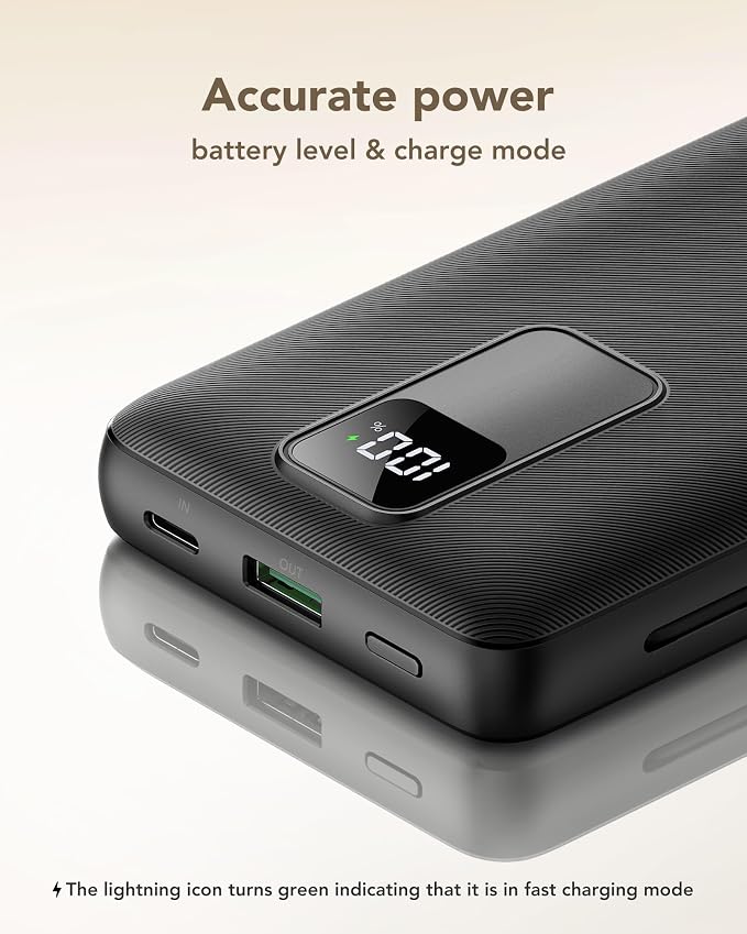 charmast Portable Charger 20000mAh with Wall Plug, Fast Charging Power Bank USB C, 20W PD Battery Pack with Built-in Cables Travel Essential for iPhone 16/15/14, Samsung, iPad More Devices (Black)