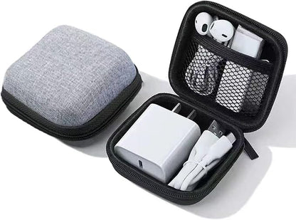 Charger Case,Mini Cable Organizer Cases,Pouch Case Bag | Small Charger Organizer,Waterproof Travel Storage Carrying Bag for USB Drives,Power Adapter,Cords etc,Square,Gray