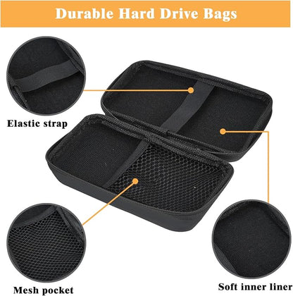 Zoyiancy Portable Cable Carrying Case, Dustproof Power Bank Protector | Sturdy Shockproof Waterproof EVA Shell, Mesh Pocket, Elastic Strap, Compact Portable Size, Fits Power Banks, Earbuds, Cables