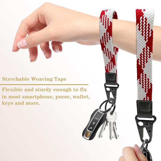 Stretchy Wristlet Keychain, Wrist Lanyard Strap Key Chain Holder to Hold Keys Wallet Phone ID Badge for Men Women