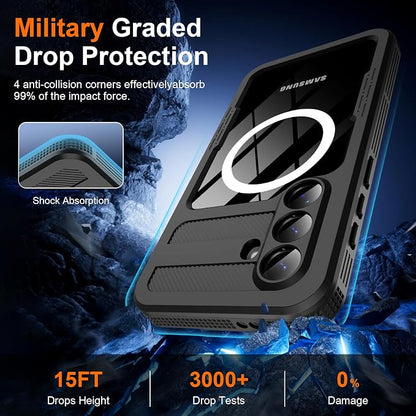 GOLDJU for Samsung Galaxy S26 Plus Case Waterproof, S26 Plus Case with Built-in Screen & Lens Protector, Shockproof Full Body Protection Phone Case, Compatible with MagSafe/Wireless Charging, Black
