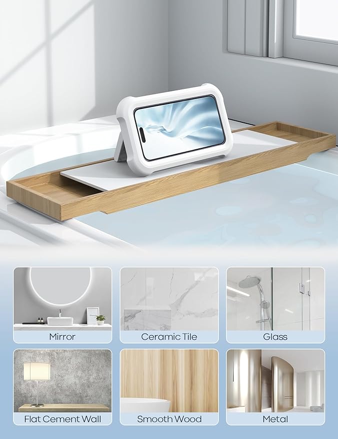 Lamicall Shower Phone Holder Waterproof - 480° Rotatable Retractable Adjustable Shower Stall iPhone Case Holder, Bathroom Wall Phone Mount Stand Water Proof Anti Fog, Accessories for 4-7" Cellphones
