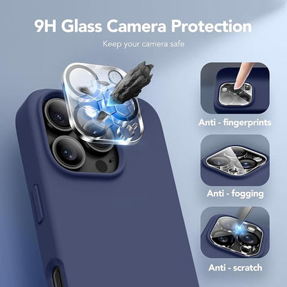 GONEZ Magnetic for iPhone 16 Pro Max Case, Compatible with MagSafe, Liquid Silicone Case, with Screen Protector + Camera Protector, Full Body Protective Shockproof Phone Cover 6.9", Midnight Blue