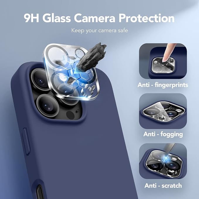 GONEZ Magnetic for iPhone 16 Pro Case, Compatible with MagSafe, [Screen Protector + Camera Lens Protector], Silicone Shockproof Anti-Scratch Protective Phone Case 6.3 inch, Midnight Blue