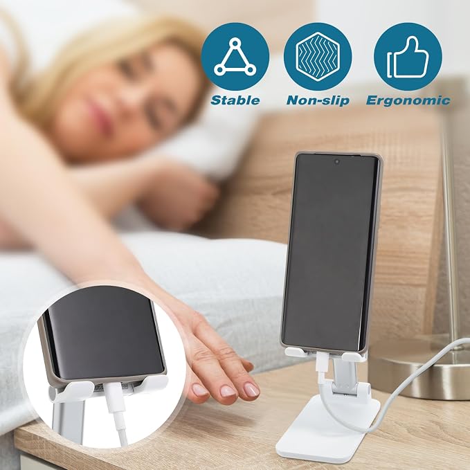 48 Pcs Cell Phone Stand for Desk Phone Holder Stand Foldable Angle Height Adjustable Portable Holder Tablet for Office Travel Photography (White)