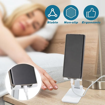 48 Pcs Cell Phone Stand for Desk Phone Holder Stand Foldable Angle Height Adjustable Portable Holder Tablet for Office Travel Photography (White)
