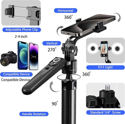 Auto Face Tracking Selfie Stick Tripod for iPhone with Light 360 Rotation That Follows Your Movement 70.9" Camera Tripod Stand with Remote for Content Creator Vlog Live Stream Video Recording