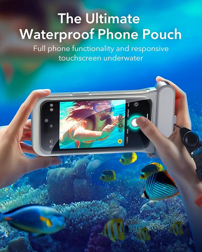 ESR Waterproof Phone Pouch for iPhone 13 Pro / 14 Pro / 15 Pro, Underwater Touch Sensitivity, IPX8 Floating Waterproof Cellphone Case with Lanyard, Dry Bag for Snorkeling, Titanium