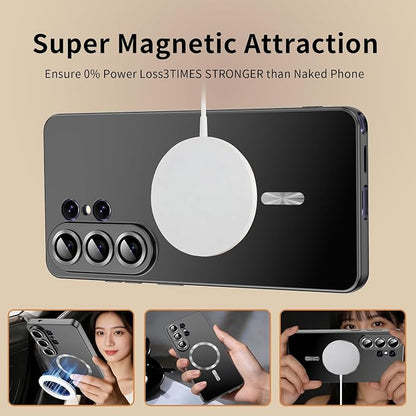 for Samsung Galaxy S26 Ultra Case,Luxury Plating Matte Case for Galaxy S26 Ultra Full Camera Lens Cover & Privacy Screen Protector Cute Women Girls Phone Cover for S 26 Ultra,Black