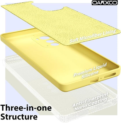 oakxco for Moto Edge Plus 2022/Edge Plus 5G UW 2022 Phone Case Liquid Silicone, Cute Thin Slim Soft Rubber TPU Plain Smooth Gel Cover for Women Girl, Matte Solid Protective & Shockproof, Yellow