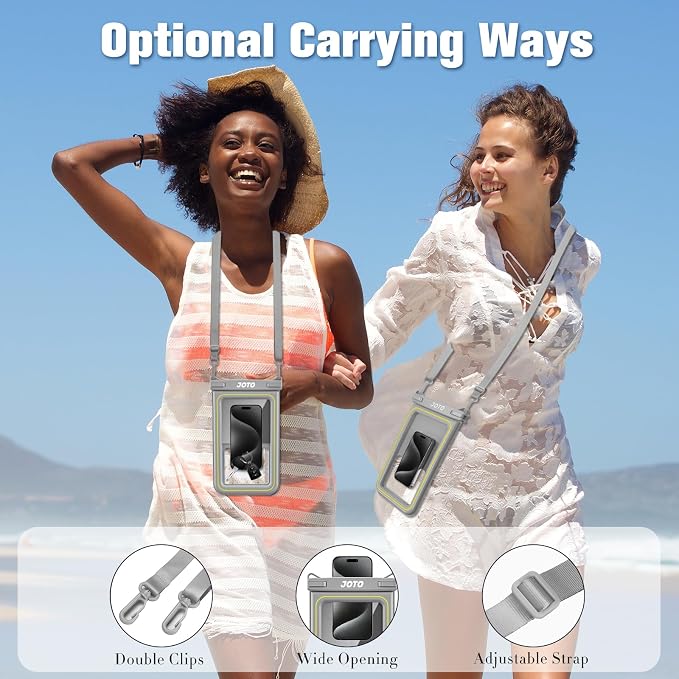 JOTO [IP68 Floatable Large Floating Waterproof Phone Pouch Up to 10", Underwater Phone Case Cellphone Dry Bag for iPhone 17 16 15 14 13 12 11 Pro Max Xs Max XR X 8 7 Plus SE/Galaxy S24 S23 S22 -Grey