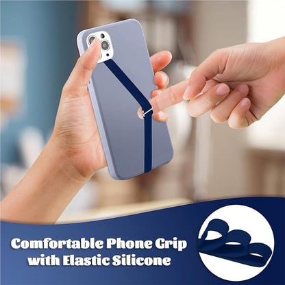 TEAMOLA Silicone Phone Grip Strap - Navy 230 Phone Hand Strap Holder with Loop for Cell Phones, iPhone Grip, Finger Holder & Back of Phone Grips, Secure Anti-Slip Grip(3 Packs)