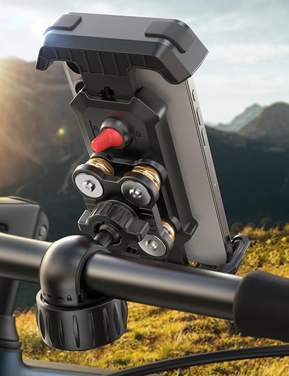 JOYROOM Anti-Shake Bike Phone Holder - 2026 Dual Vibration Dampener, Ultra Stable Motorcycle Phone Mount for iPhone & Android 4.7-7”, Handlebar Mount for Bicycle/Motorbike/Scooter, for GPS Navigation