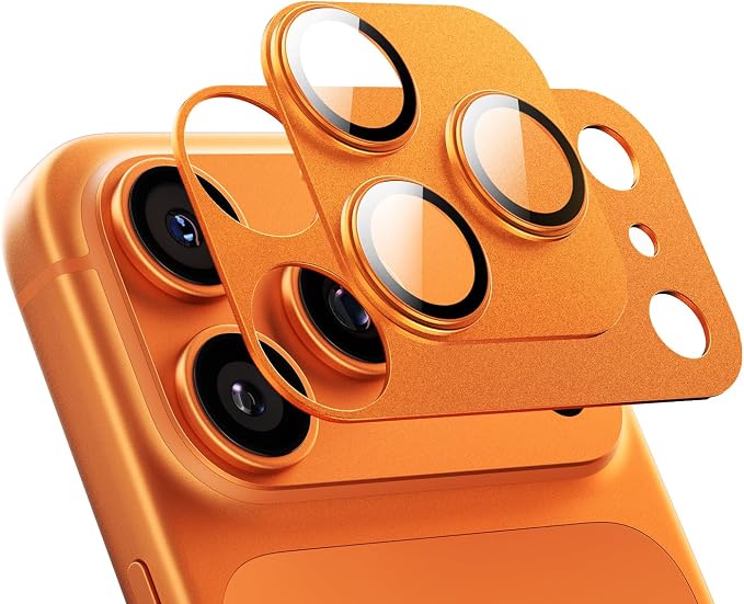 MAGIC JOHN for iPhone 17 Pro Camera Lens Protector 6.3'', HD Clear, Magnetic Tempered-Glass Lens Film, Ultra-Tough, Anti-Scratch, Case Friendly, 2 Pack,Orange