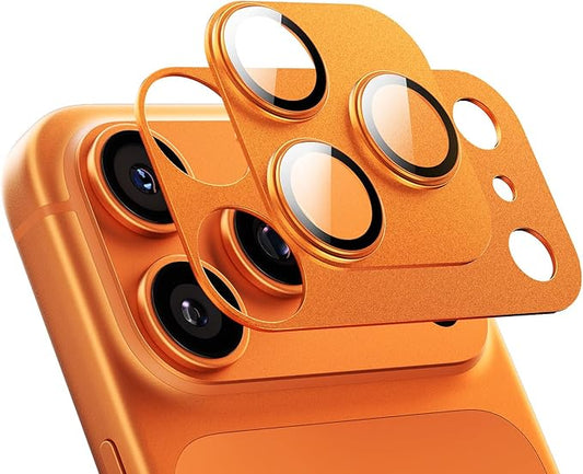 MAGIC JOHN for iPhone 17 Pro Max Camera Lens Protector 6.9'', HD Clear, Magnetic Tempered-Glass Lens Film, Ultra-Tough, Anti-Scratch, Case Friendly, 2 Pack, Orange