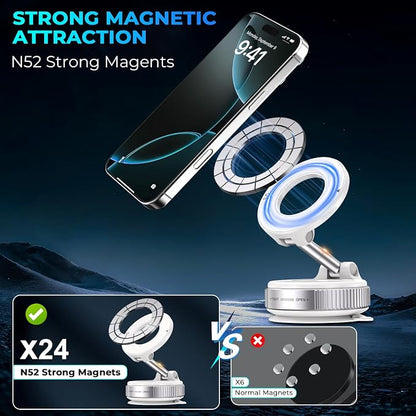 Vacuum Magnetic Phone Holder, Vacuum Magnetic Car Phone Mount, Vacuum Suction Phone Holder for Car/Gym/Kitchen/Mirror/Smooth Surface, Compatible with Magsafe iPhone and All Smartphones
