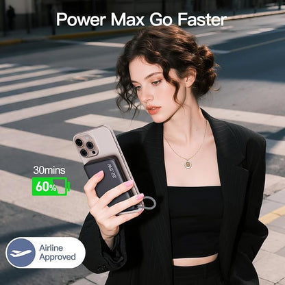 2026 Updated M3 Ultra Slim 0.4'' Wireless Power Bank, 10000mAh Magnetic Portable Charger with Built in Cable and Strap, LED Battery Pack Travel Essentials for iPhone 17/16/15/14/13/12/Pro Max Andriod