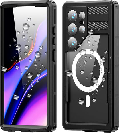 Losin Compatible with Galaxy S24 Ultra Case Waterproof Magnetic [Compatible with MagSafe] [Drop Protection] [IP68 Underwater] Full Body Shockproof Protective Phone Case, Black