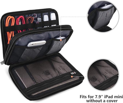 BUBM Double Layer Electronic Accessories Organizer, Travel Gear Bag for Cables, USB Flash Drive, Plug and More, Perfect Size Fits for iPad mini (Medium, Gray) | Travel Gadget Bag for Cables, USB Flash Drive, Plug and More, Perfect Size Fits for iPad Mini